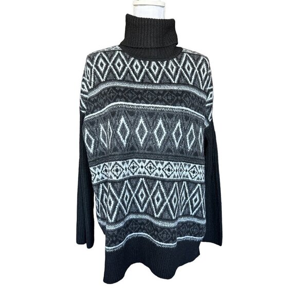 Jessica Simpson Sweater Sz M Black Gray Turtleneck Ribbed Long Sleeves NEW - Picture 6 of 12